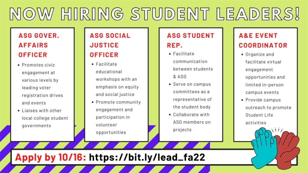 student life staff roles listed on a graphic