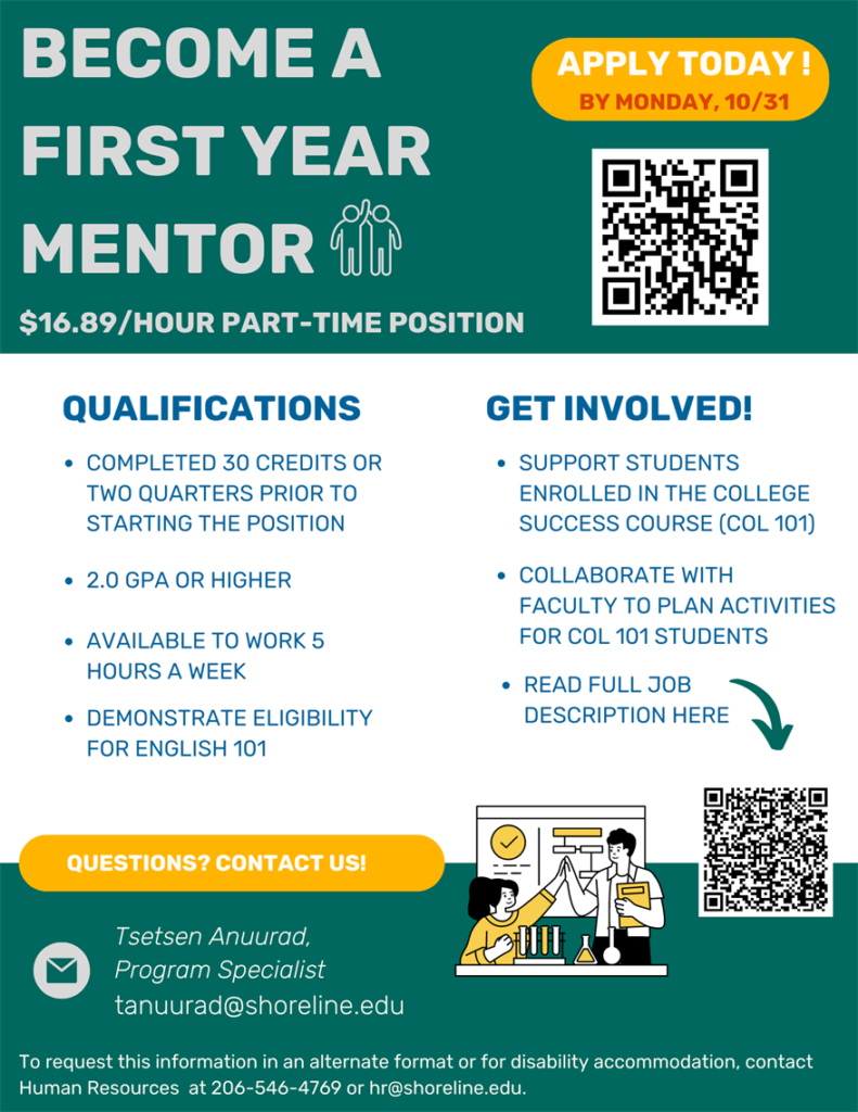 peer mentor application criteria and information