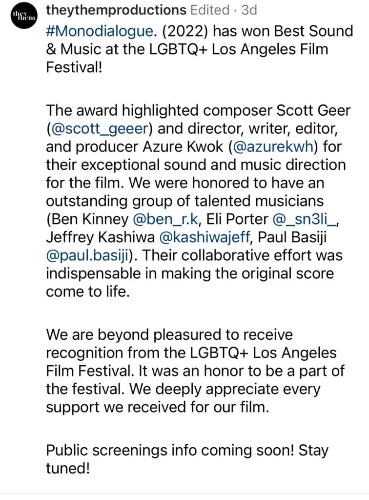 Scott Geer award post screenshot