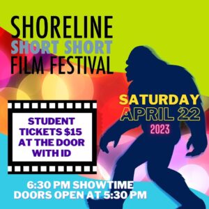 The movie poster has bright rainbow colors and a picture of BigFoot. It advertises a $15 discount at the door.