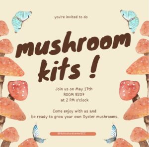 This is a flyer covered in mushrooms advertising details about the event.