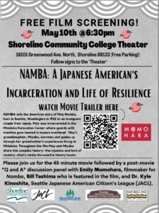 This is a grey flyer with black and red writing advertising the Namba film screening