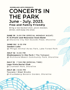 This is a flyer advertising the concerts in the park