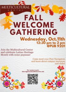 This is a fall flyer advertising the welcoming event.