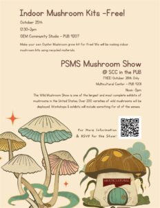 This is a flyer with mushrooms advertising the event