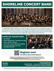 This is a flyer with picture of the concert band that contains information about joining.