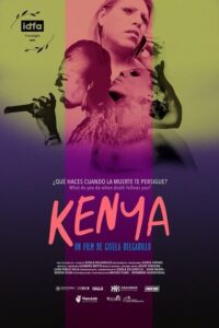 This is a movie poster with two people singing into a mic advertising the movie Kenya