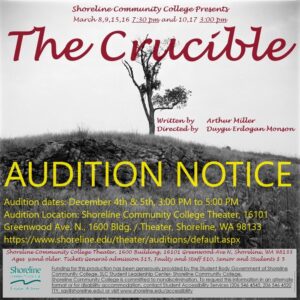 This is a poster for Crucible auditions