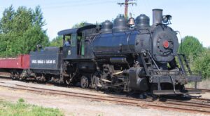 This is an image of a black locomotive