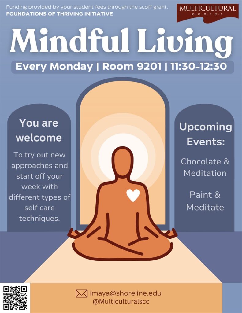This is a flyer that is blue with a person meditating.