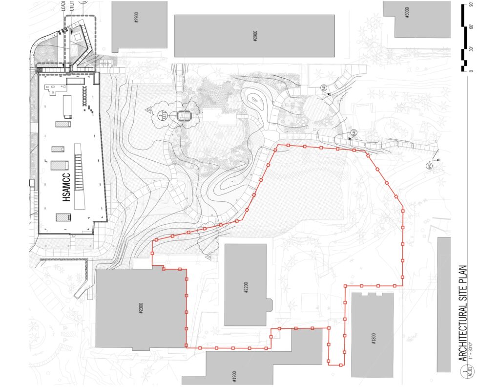 This is a black and white map showing where the fences will be for the Bracken building construction