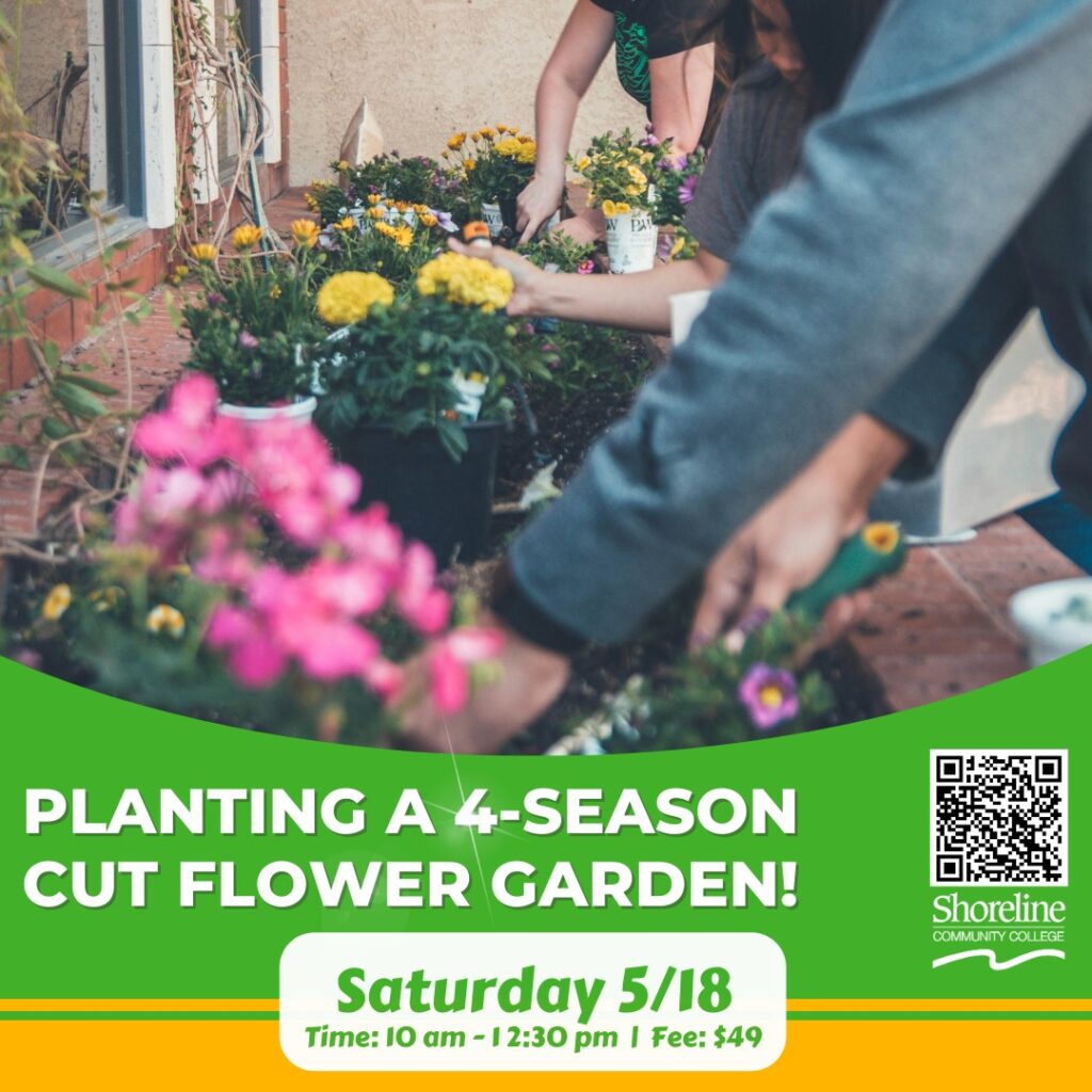 This is an image of people gardening with information about the continuing education garden course.