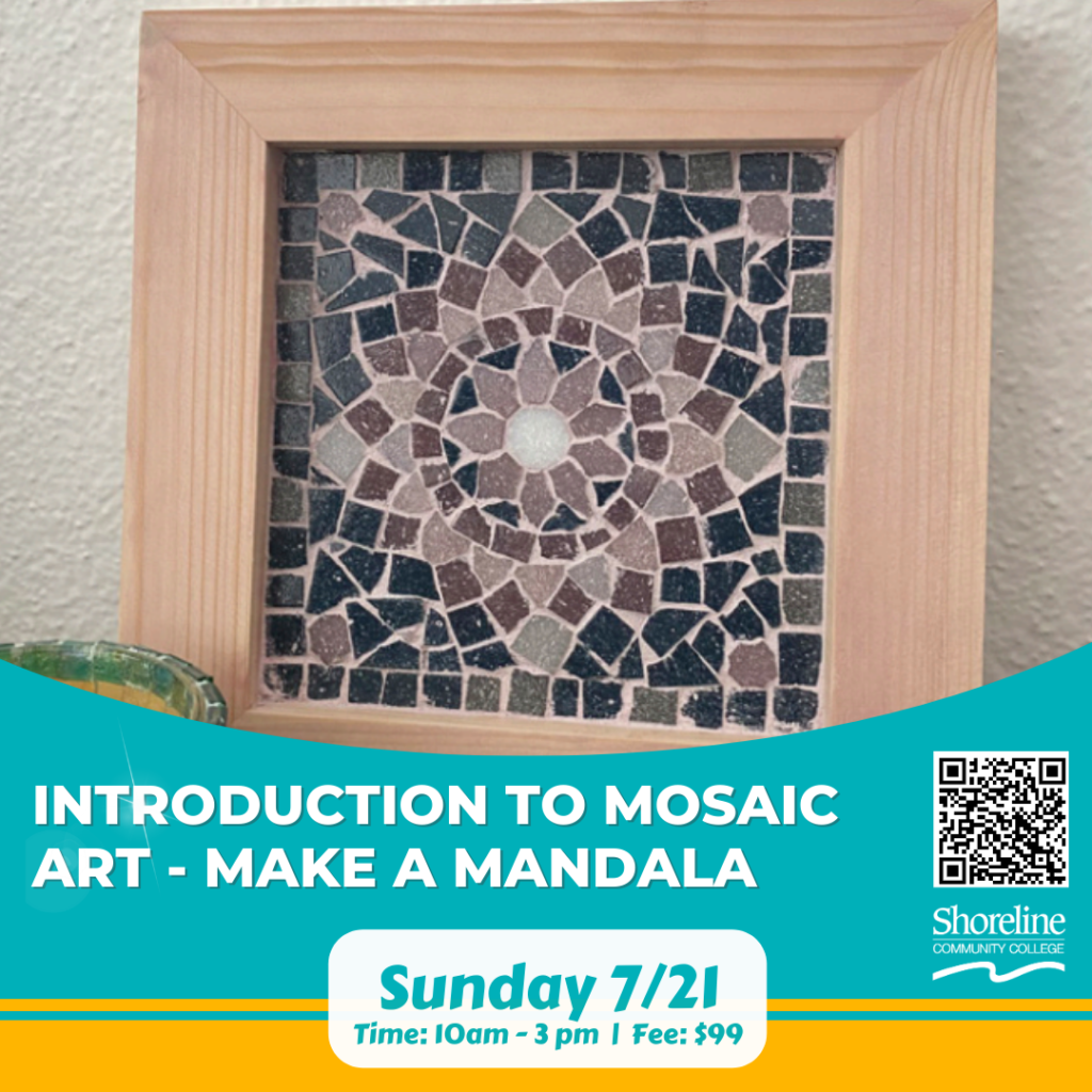 This is a framed picture of a sun/flower mosaic