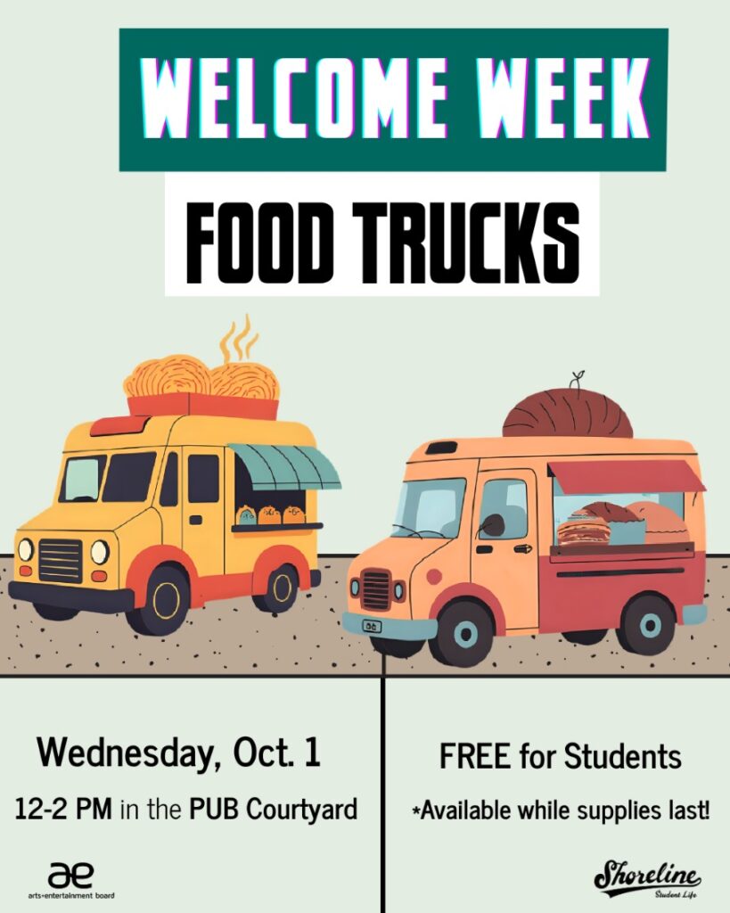 Illustration of two food trucks. 