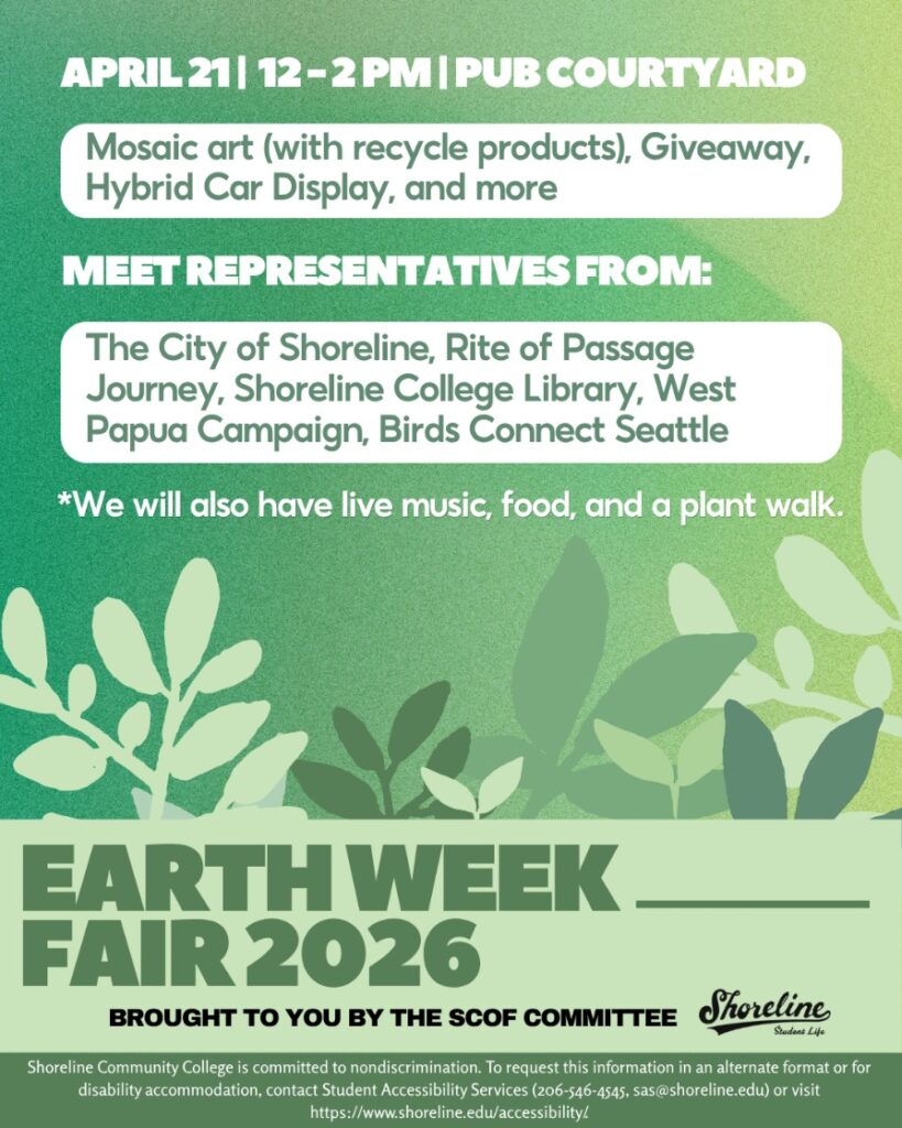 Green flyer with leaves in the background and brief descriptions of the events.