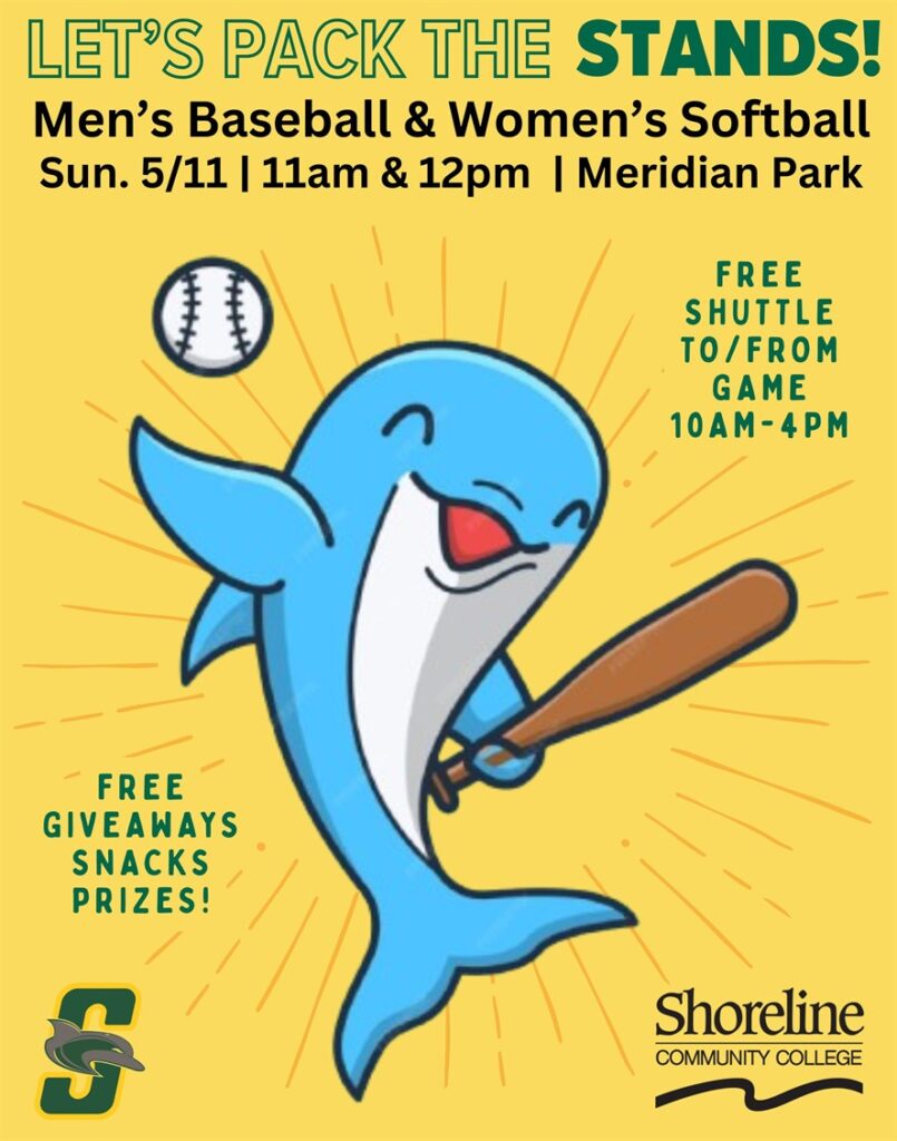 Cartoon of a dolphin playing baseball. 